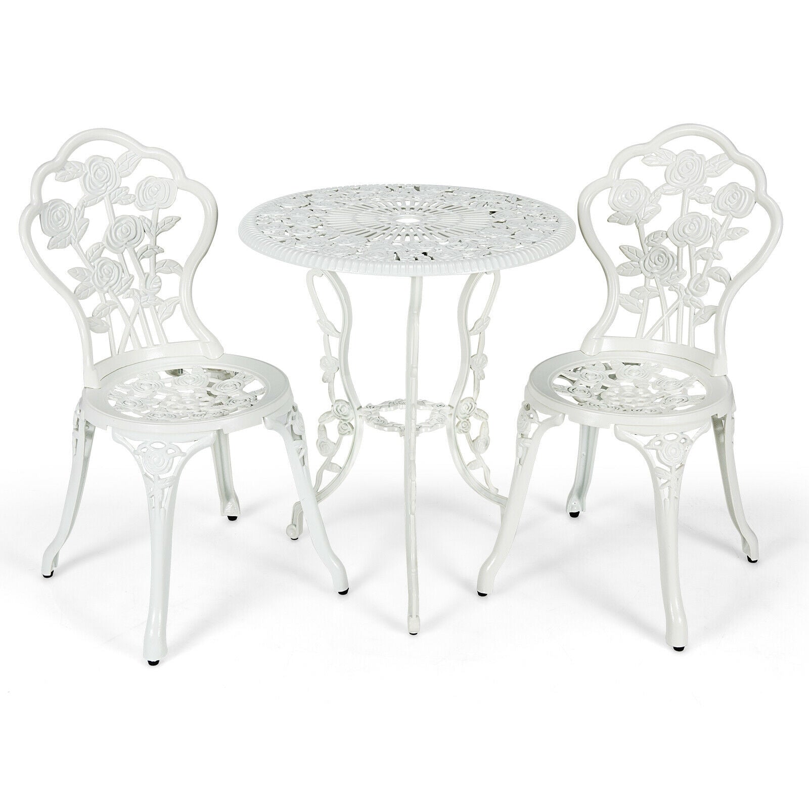 Cast Aluminum Patio Furniture Set, Rose Design, White Patio Conversation Sets at Gallery Canada