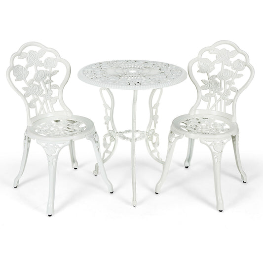 Cast Aluminum Patio Furniture Set, Rose Design, White Patio Conversation Sets White at Gallery Canada