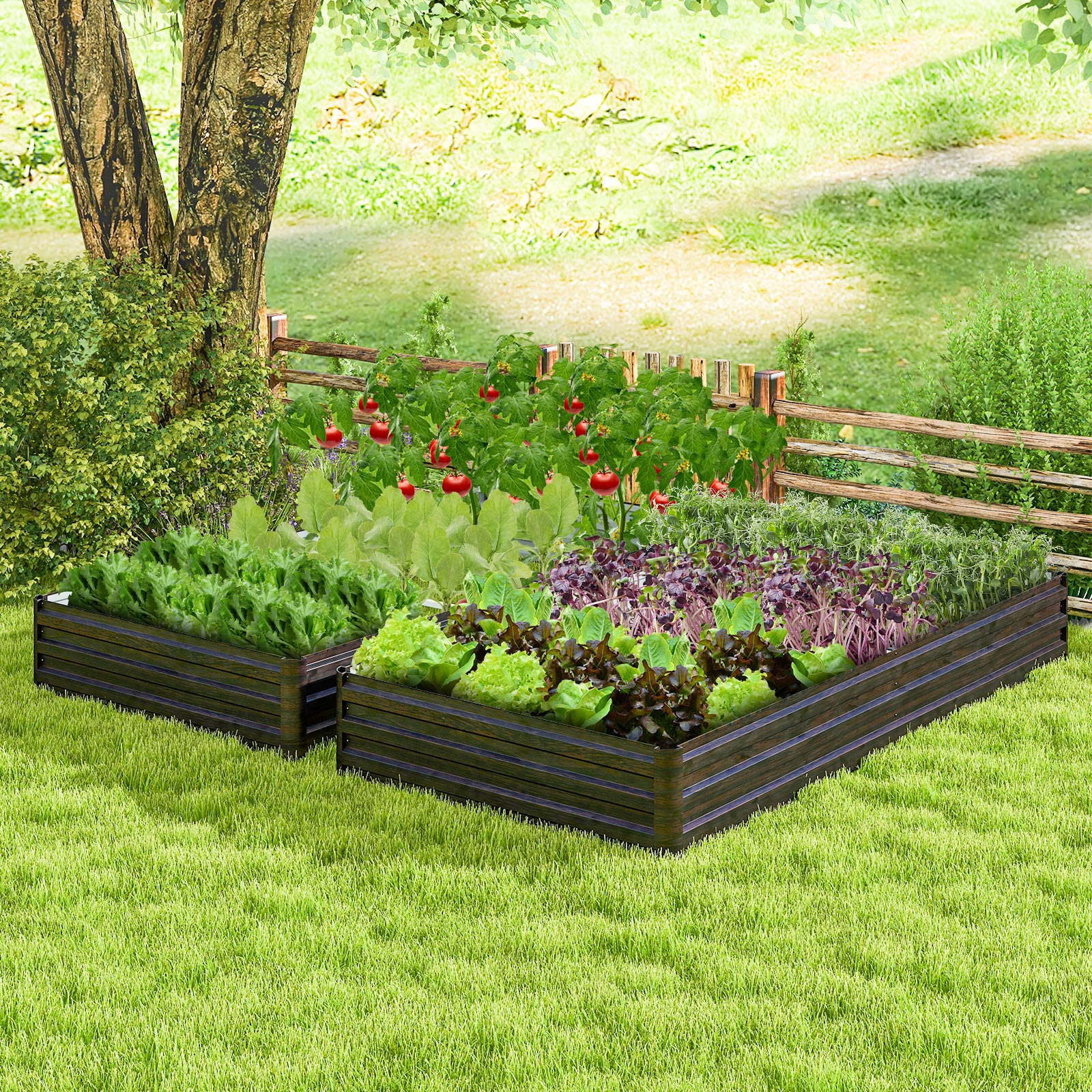 Large Outdoor Metal Planter Box for Vegetable Fruit Herb Flower, Coffee Raised Garden Beds at Gallery Canada