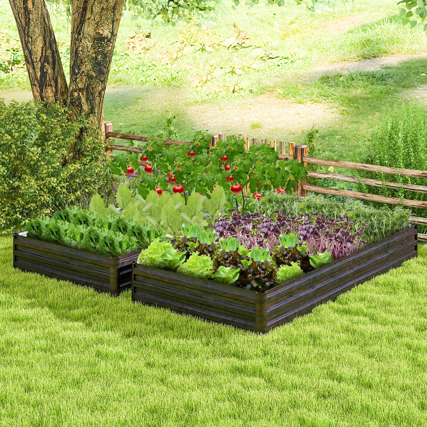 Large Outdoor Metal Planter Box for Vegetable Fruit Herb Flower, Coffee Raised Garden Beds at Gallery Canada