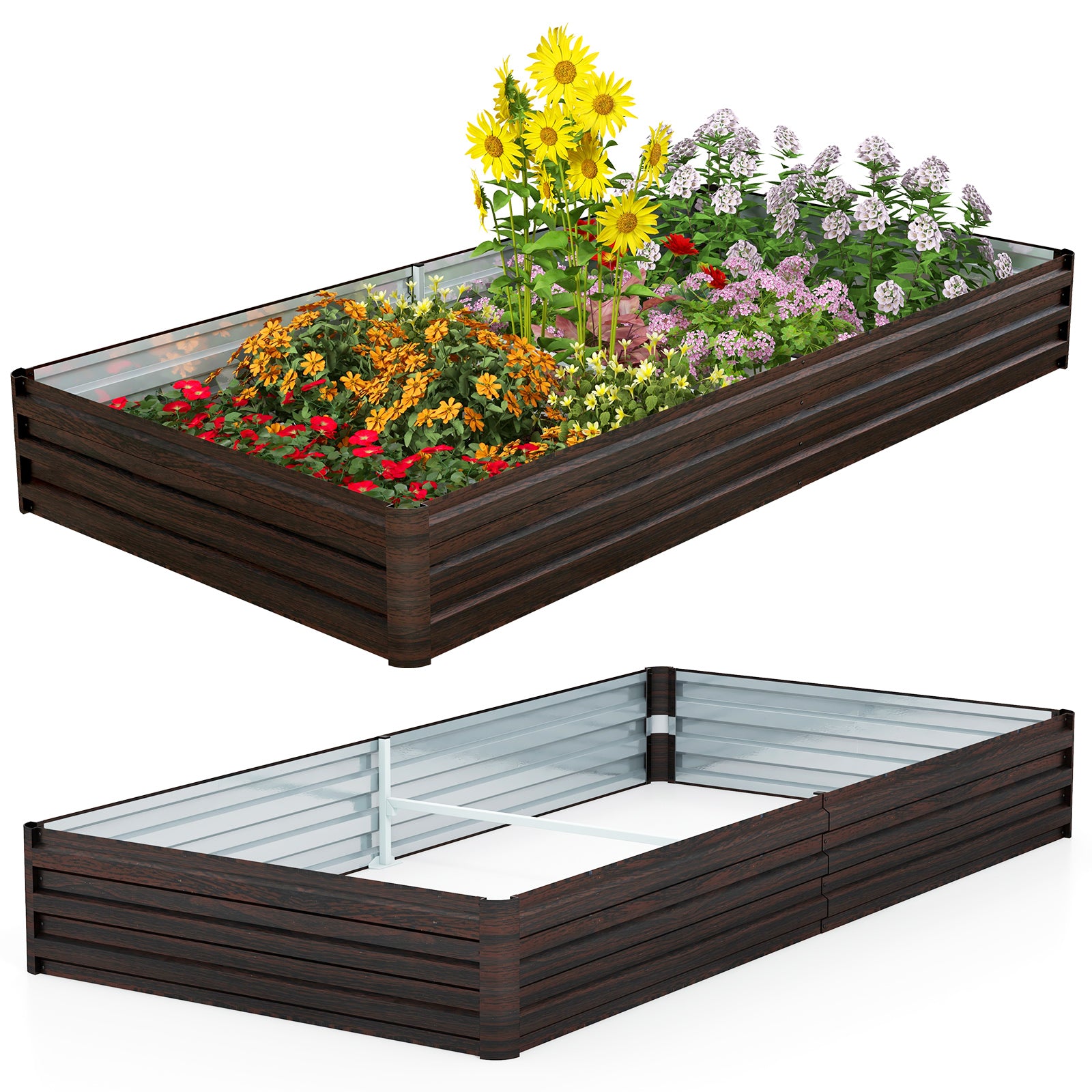 Large Outdoor Metal Planter Box for Vegetable Fruit Herb Flower, Coffee Raised Garden Beds at Gallery Canada