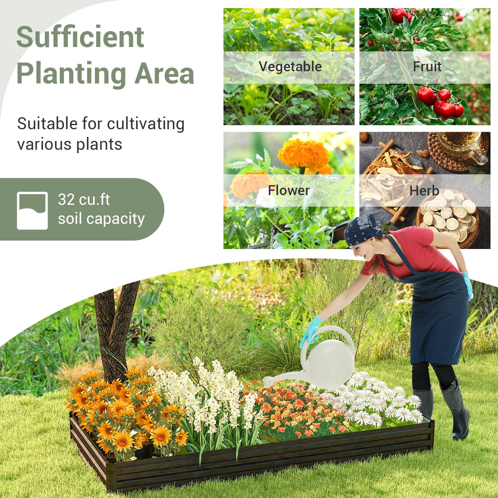 Large Outdoor Metal Planter Box for Vegetable Fruit Herb Flower, Coffee Raised Garden Beds at Gallery Canada