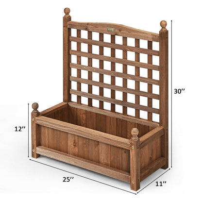 Solid Wood Planter Box With Trellis, Weather-Resistant Outdoor, Brown Raised Garden Beds at Gallery Canada