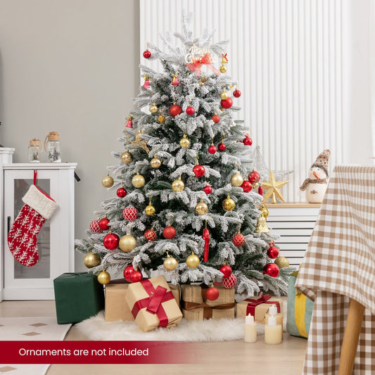 4.5/6/7 FT Artificial Pre-Lit Christmas Tree Hinged Xmas Tree with Warm White LED lights-4.5 ft, White - Gallery Canada