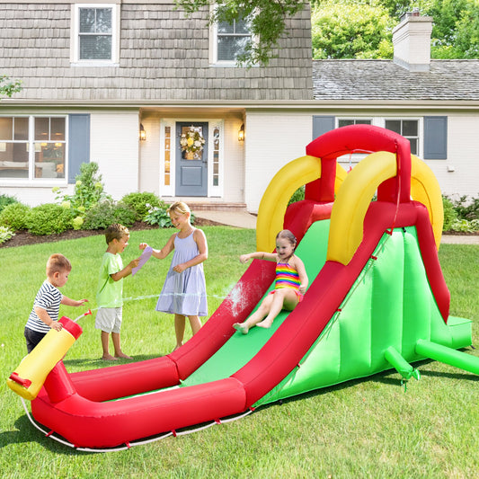 Inflatable Water Slide Bounce House with Climbing Wall and Jumper with 380W Blower, Red - Gallery Canada