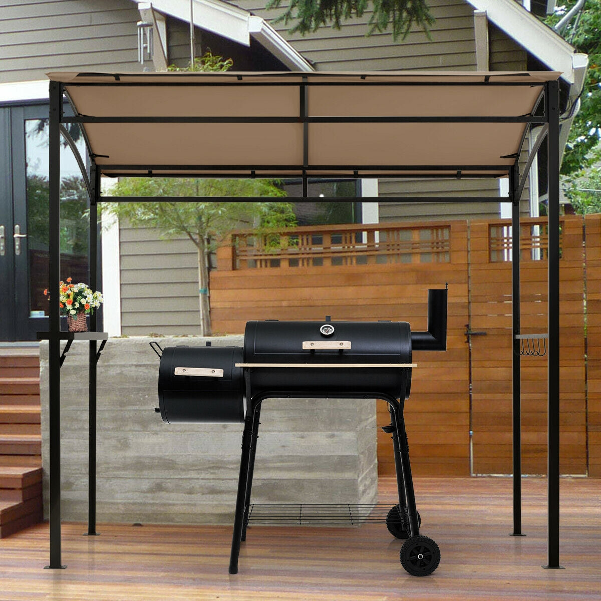 7 x 4.5 Feet Grill Gazebo Outdoor Patio Garden BBQ Canopy Shelter, Brown Gazebos at Gallery Canada
