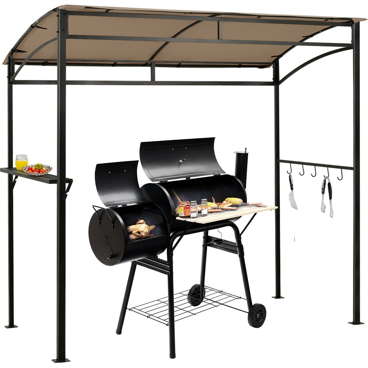 7 x 4.5 Feet Grill Gazebo Outdoor Patio Garden BBQ Canopy Shelter, Brown Gazebos at Gallery Canada