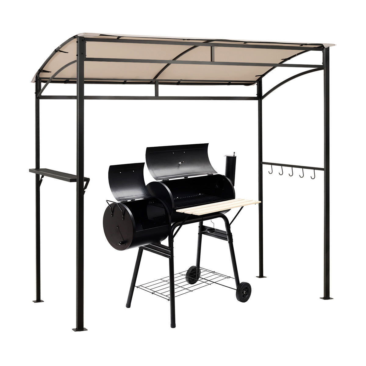 7 x 4.5 Feet Grill Gazebo, Outdoor Patio Garden BBQ Canopy Shelter, Beige Gazebos Beige at Gallery Canada