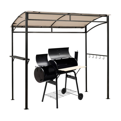 7 x 4.5 Feet Grill Gazebo, Outdoor Patio Garden BBQ Canopy Shelter, Beige Gazebos Beige at Gallery Canada