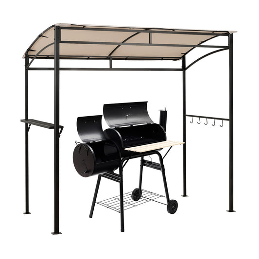 7 x 4.5 Feet Grill Gazebo, Outdoor Patio Garden BBQ Canopy Shelter, Beige Gazebos Beige at Gallery Canada