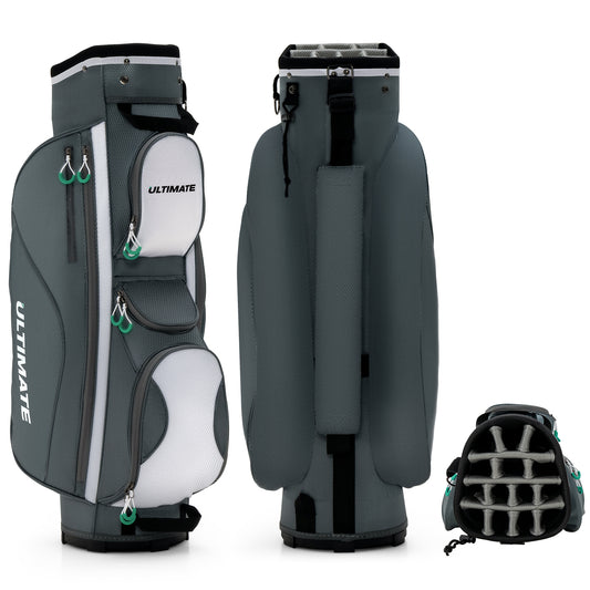 14 Dividers Golf Cart Bag with 7 Zippered Pocket Golf Grey at Gallery Canada