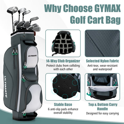14 Dividers Golf Cart Bag, 7 Zippered Pocket Golf at Gallery Canada
