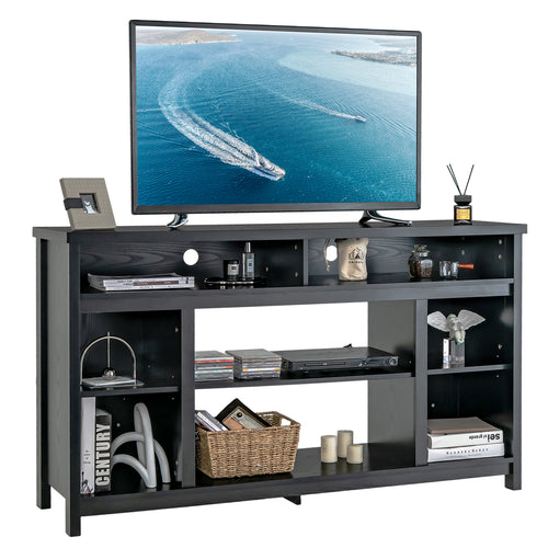 58 Inch TV Stand With Adjustable Shelves, Black