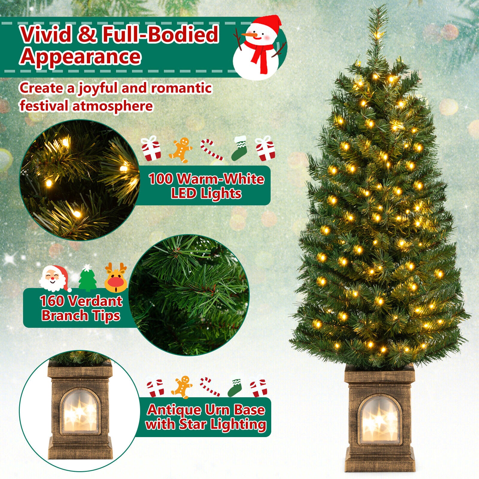 4 Feet Pre-Lit Potted Christmas Tree, Green Christmas Tree at Gallery Canada
