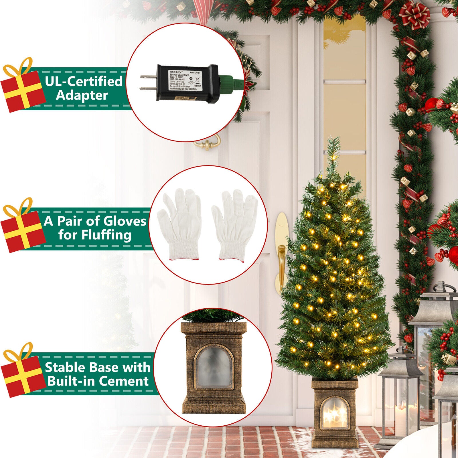 4 Feet Pre-Lit Potted Christmas Tree, Green Christmas Tree at Gallery Canada