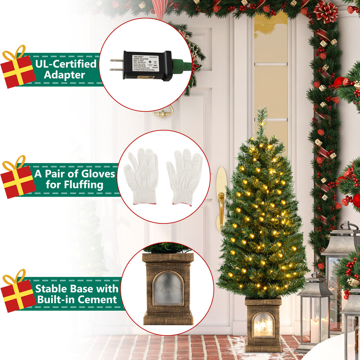 4 Feet Pre-Lit Potted Christmas Tree, Green Christmas Tree at Gallery Canada