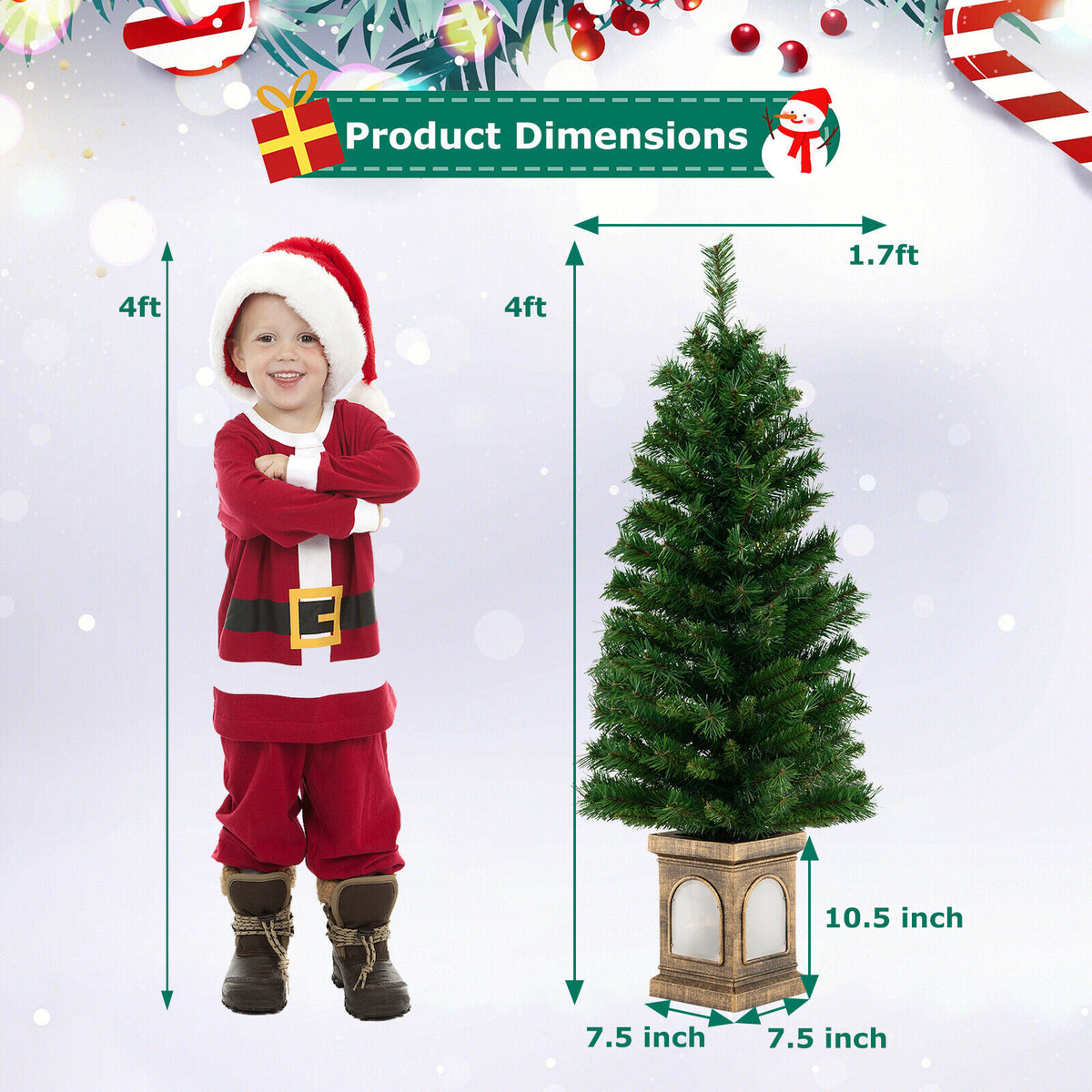 4 Feet Pre-Lit Potted Christmas Tree, Green Christmas Tree at Gallery Canada