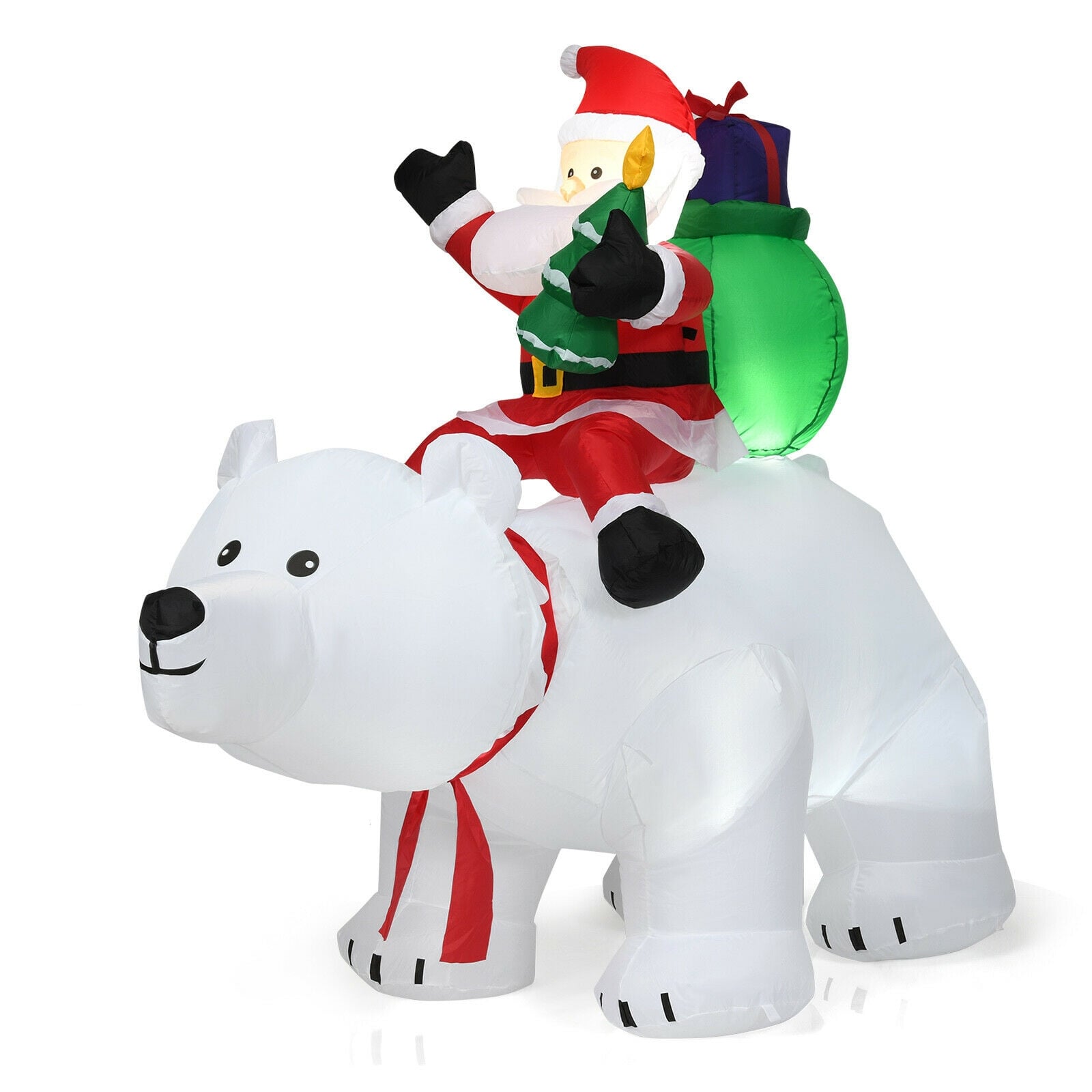 6.5 Feet Inflatable Santa Riding Polar Bear, LED Lights, White Christmas Inflatables at Gallery Canada