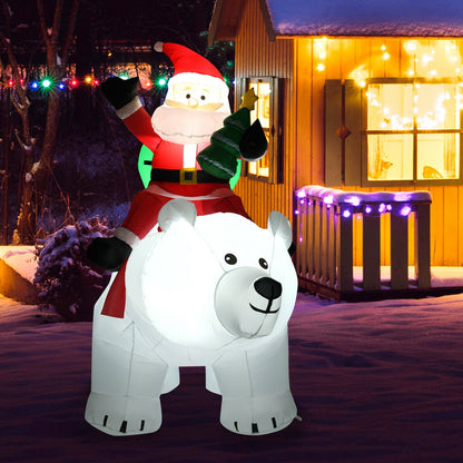 6.5 Feet Christmas Inflatable Santa Riding Polar Bear with Shaking Head LED Lights, White Christmas Inflatables at Gallery Canada