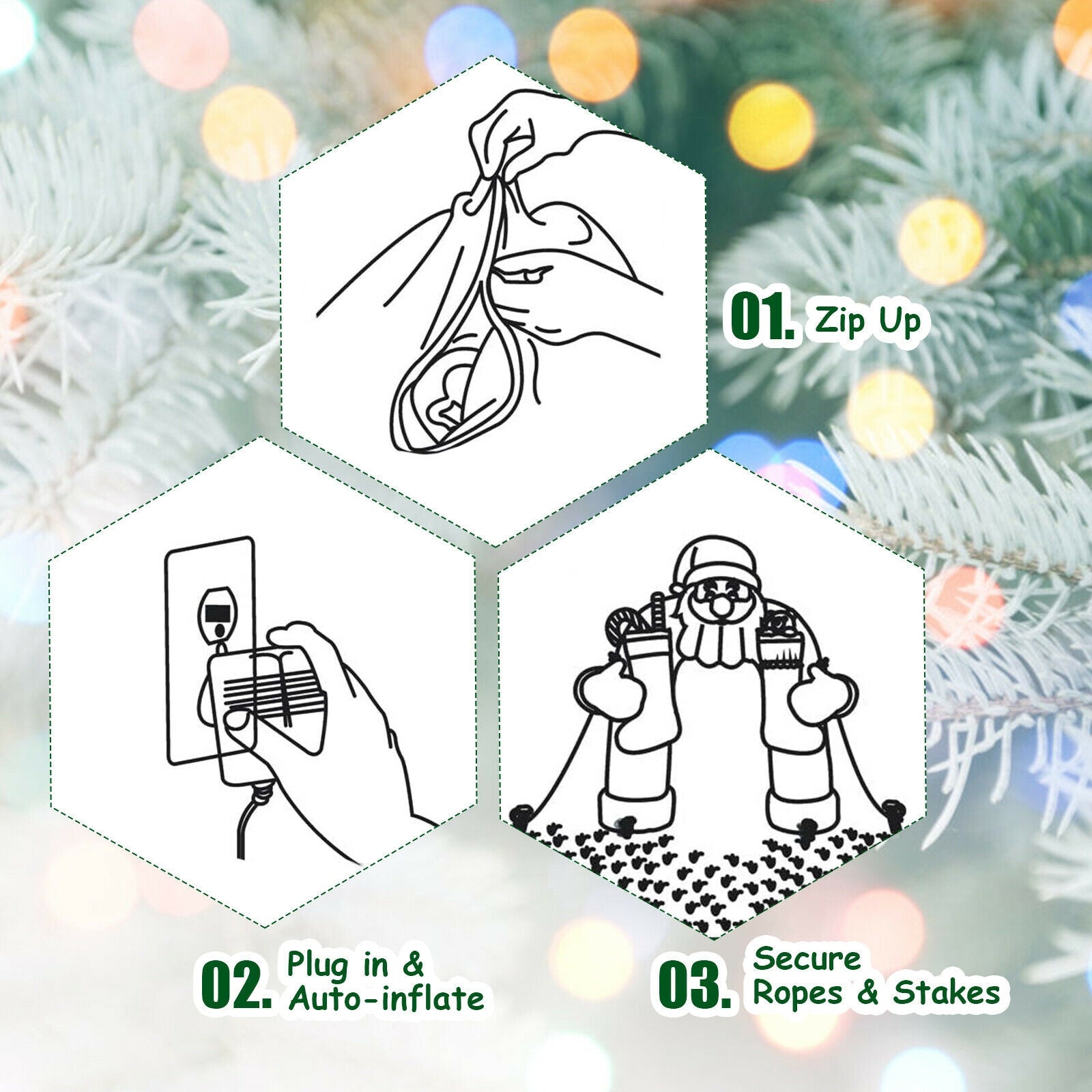 6.5 Feet Christmas Inflatable Santa Riding Polar Bear with Shaking Head LED Lights, White Christmas Inflatables at Gallery Canada