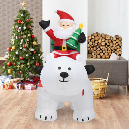 6.5 Feet Christmas Inflatable Santa Riding Polar Bear with Shaking Head LED Lights, White Christmas Inflatables at Gallery Canada