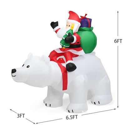 6.5 Feet Christmas Inflatable Santa Riding Polar Bear with Shaking Head LED Lights, White Christmas Inflatables at Gallery Canada