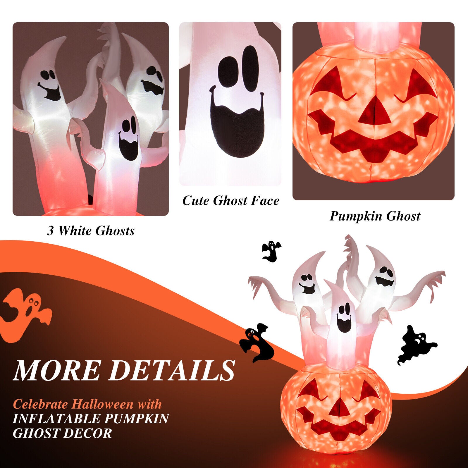 6 Feet Inflatable Halloween Ghosts, Pumpkin Decor, Rotating Lamp, Multicolor Halloween at Gallery Canada