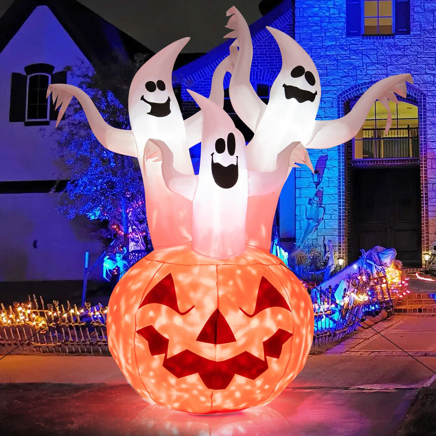 6 Feet Inflatable Halloween Ghosts, Pumpkin Decor, Rotating Lamp, Multicolor Halloween at Gallery Canada