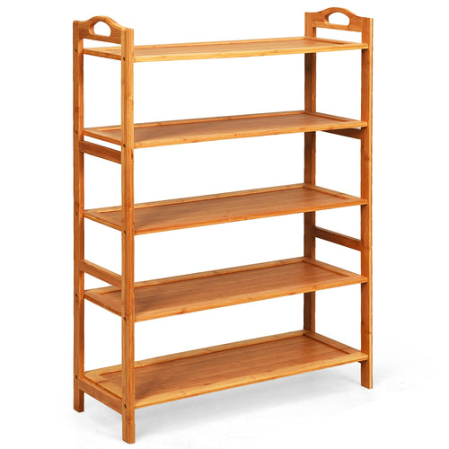 5-Tier Bamboo FreeStanding Shoe Rack, Natural