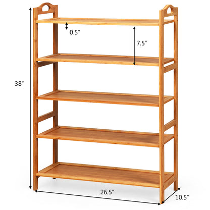 5-Tier Bamboo FreeStanding Shoe Rack, Natural Shoe Racks & Storage Benches at Gallery Canada