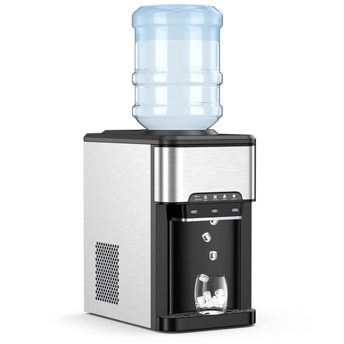 3-In-1 Water Cooler Dispenser With Ice Maker, 3 Temperature Settings, Silver