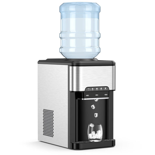 3-in-1 Water Cooler Dispenser with Built-in Ice Maker and 3 Temperature Settings, Silver - Gallery Canada