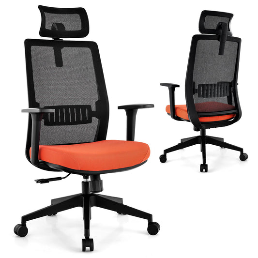 Ergonomic Office Chair with Lumbar Support and Adjustable Headrest, Black - Gallery Canada