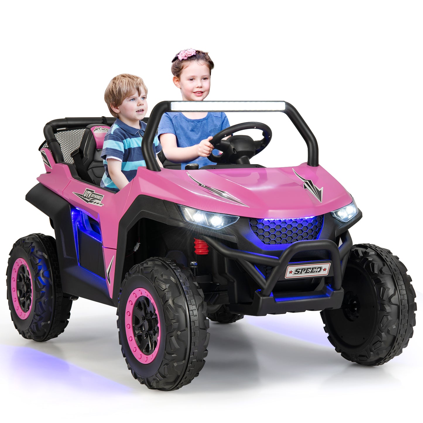 12V 2-Seater Kids Ride On UTV, Slow Start Music, Pink Powered Ride On Toys at Gallery Canada