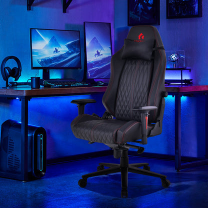 Adjustable Gaming Chair with Gas Lift 4D Armrest and Lumbar Support, Black - Gallery Canada