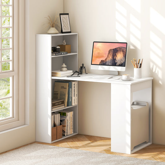 Computer Desk With 6-Tier Storage Shelves, White Computer Desks White at Gallery Canada