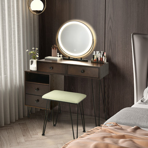 Modern Dressing Table with Storage Cabinet, Brown