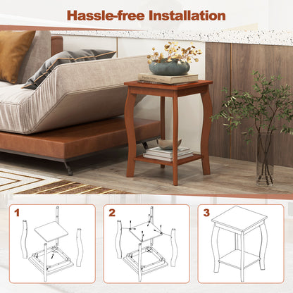 15 Inch 2-Tier Square End Table, Walnut
