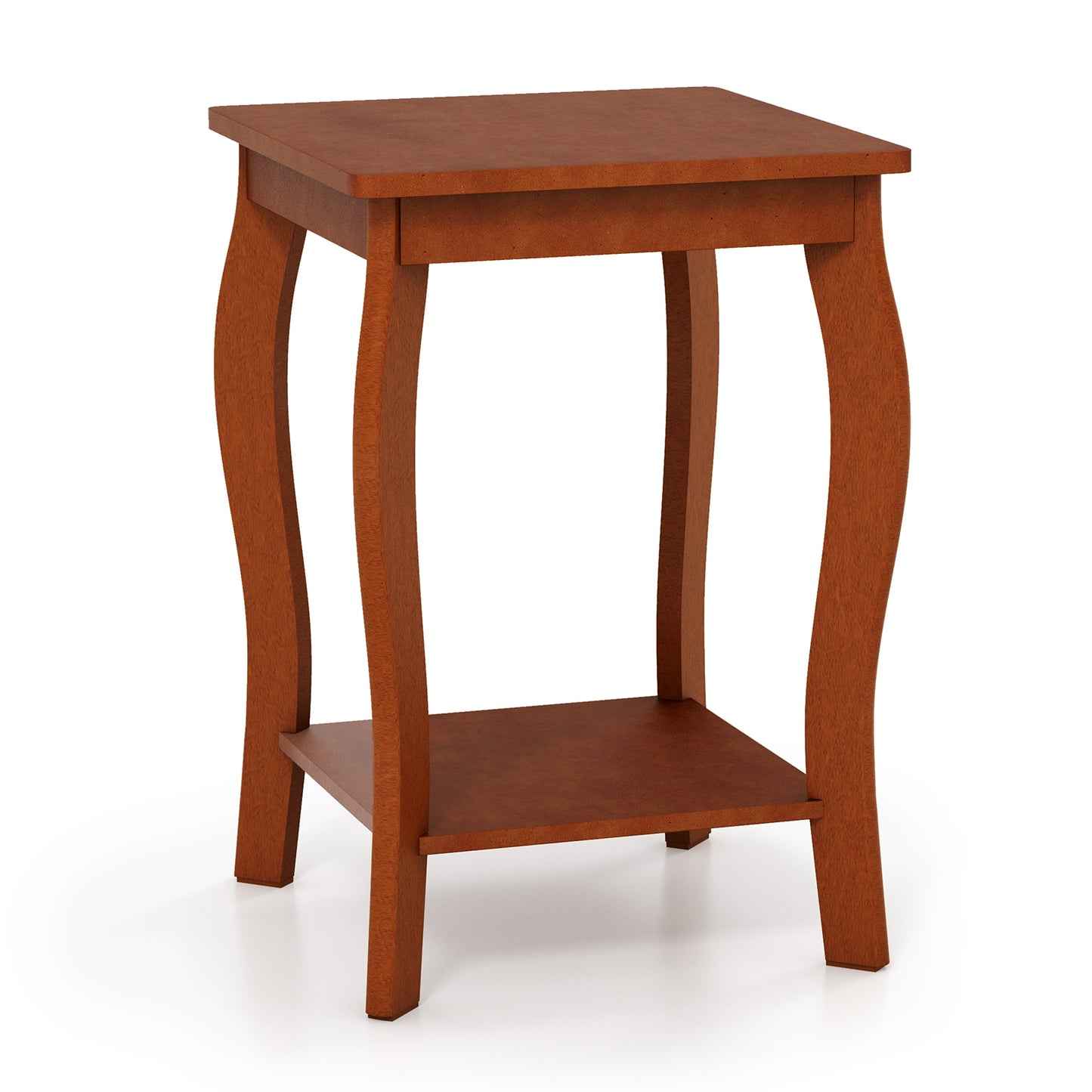 15 Inch 2-Tier Square End Table, Walnut