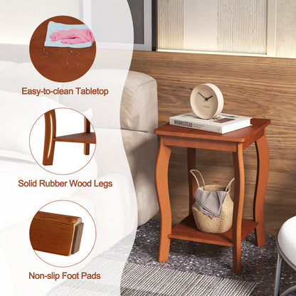 15 Inch 2-Tier Square End Table, Walnut