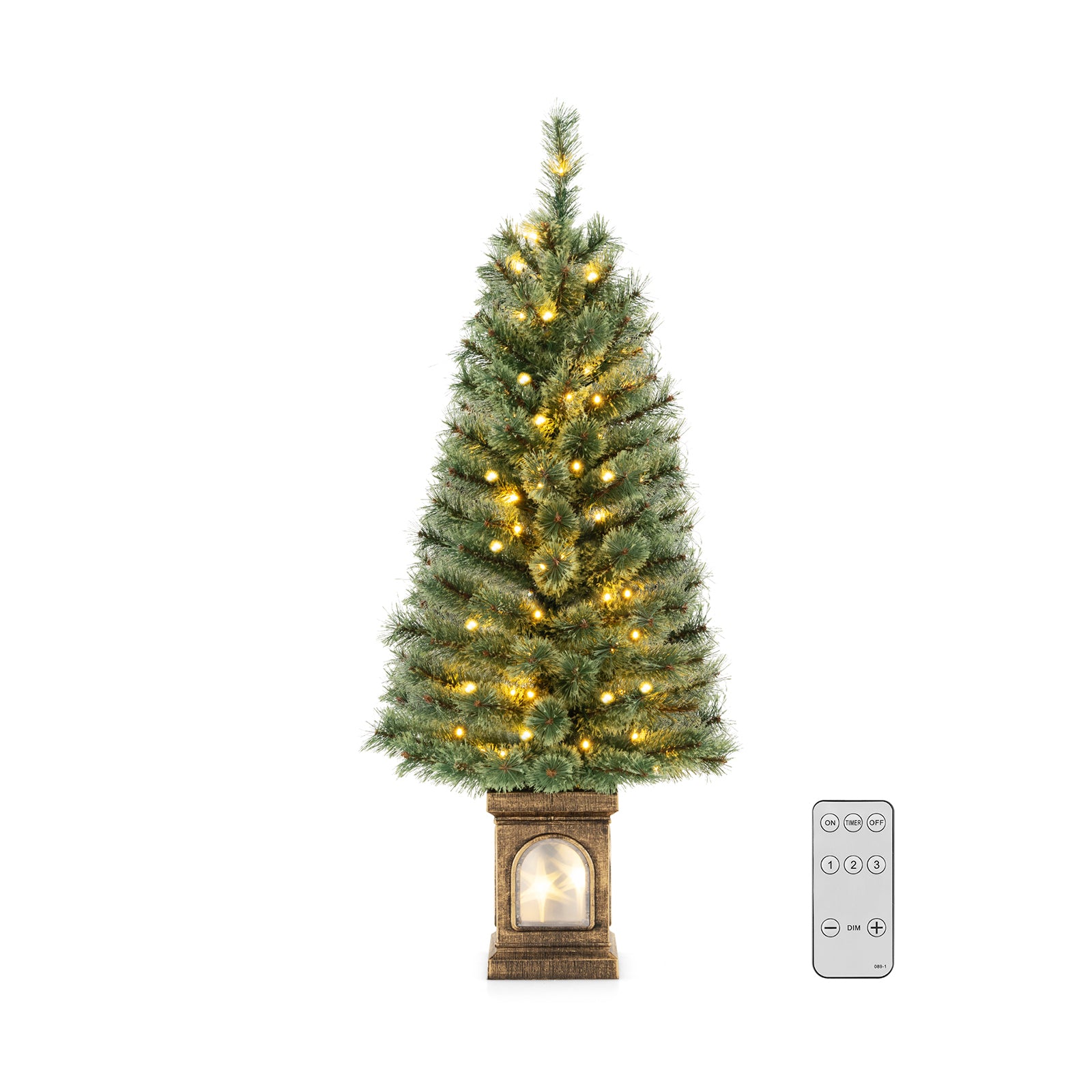 4 Feet Pre-Lit Potted Christmas Tree, Pine Needles, Green Christmas Tree at Gallery Canada