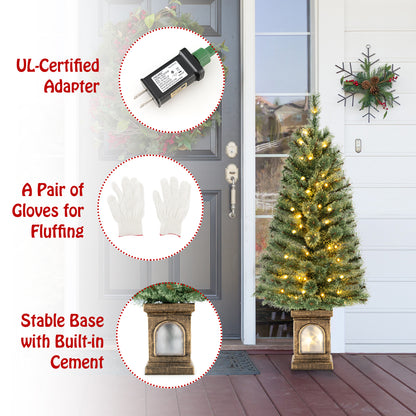 4 Feet Pre-Lit Potted Christmas Tree, Pine Needles, Green Christmas Tree at Gallery Canada