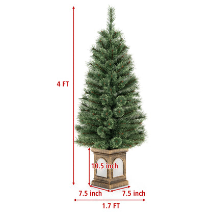 4 Feet Pre-Lit Potted Christmas Tree, Pine Needles, Green Christmas Tree at Gallery Canada