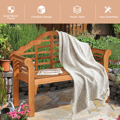 49 Inch Eucalyptus Wood Outdoor Folding Bench, Natural Outdoor Benches at Gallery Canada