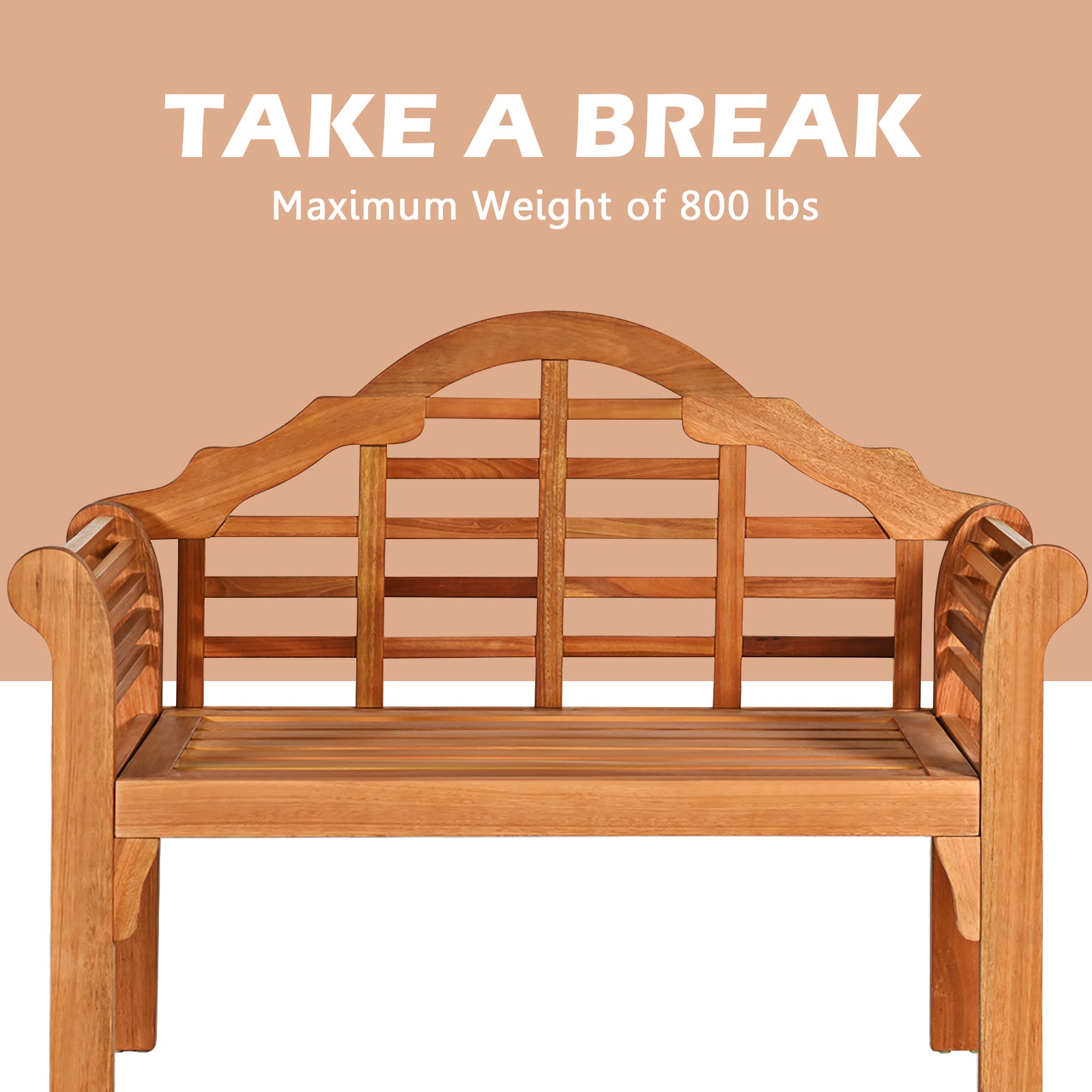 49 Inch Eucalyptus Wood Outdoor Folding Bench with Backrest Armrest for Patio Garden, Natural Outdoor Benches at Gallery Canada