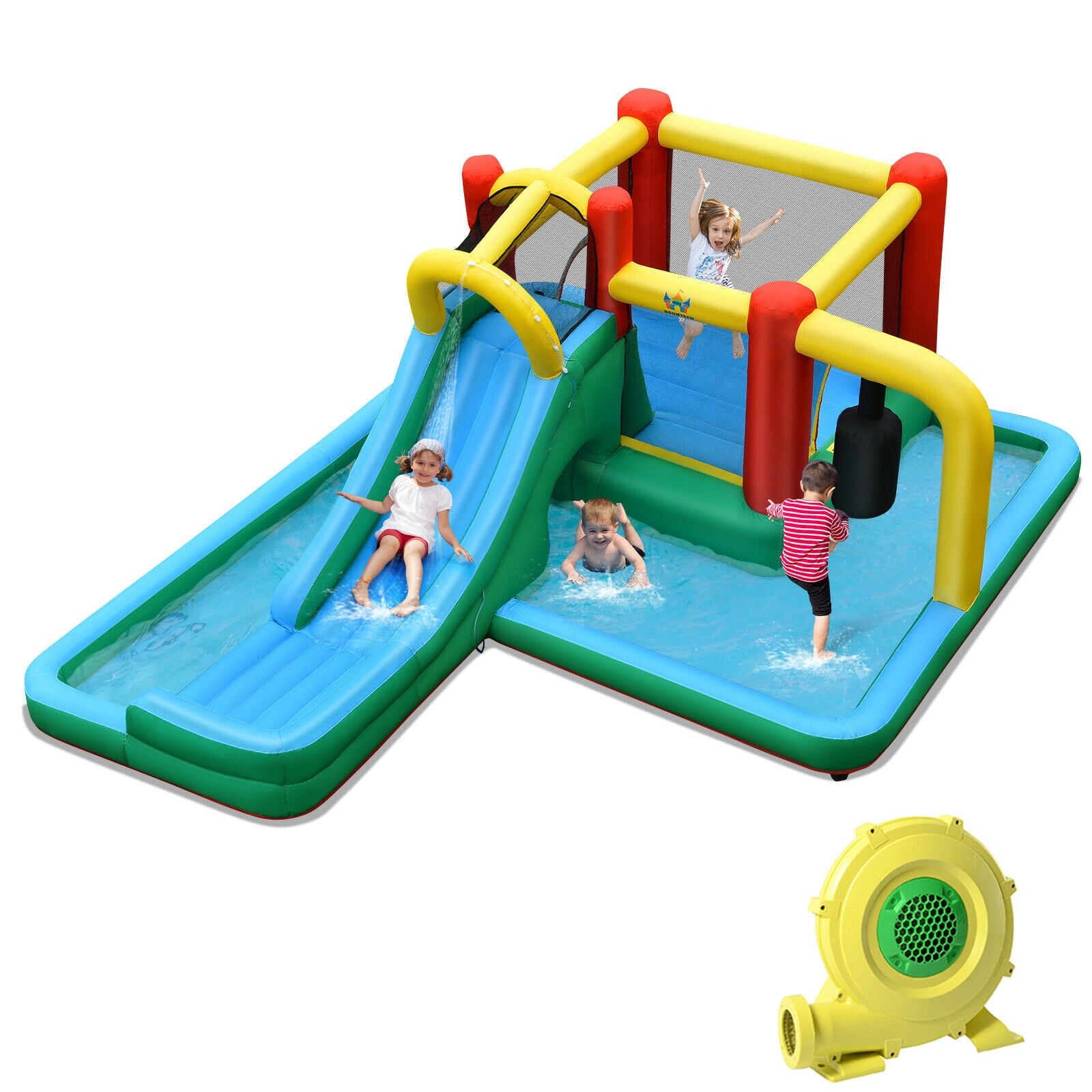Inflatable Water Slide Climbing Bounce House With Tunnel, 735W Blower Bounce House Options at Gallery Canada