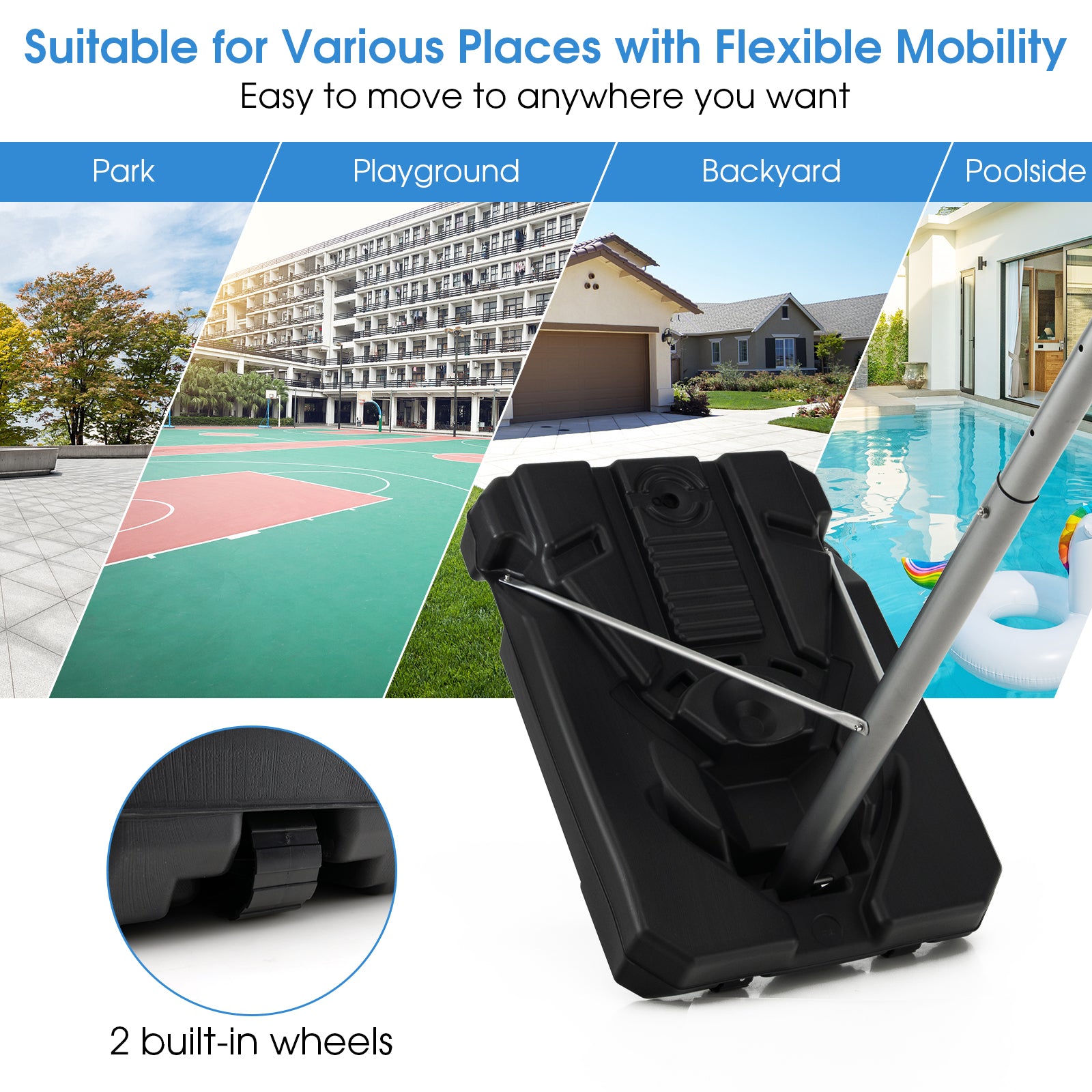 Basketball Hoop with 5.4-6.6FT Adjustable Height and 50 Inch Backboard, Black Sport Equipments at Gallery Canada