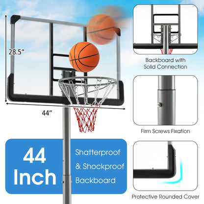 Basketball Hoop with 5.4-6.6FT Adjustable Height and 50 Inch Backboard, Black Sport Equipments at Gallery Canada