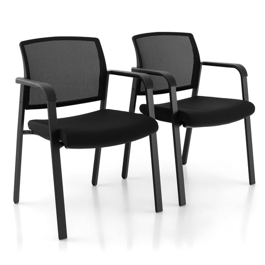 Stackable Reception Chairs, Set of 2, Black