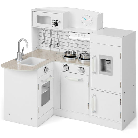 Kids Kitchen Playset, Realistic Microwave Oven Stove, Natural Play Kitchen Sets Natural at Gallery Canada